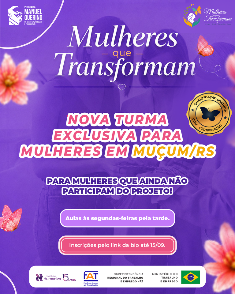 Projeto Mulheres que Transformam abre nova turma em Muçum com aulas às segundas-feiras